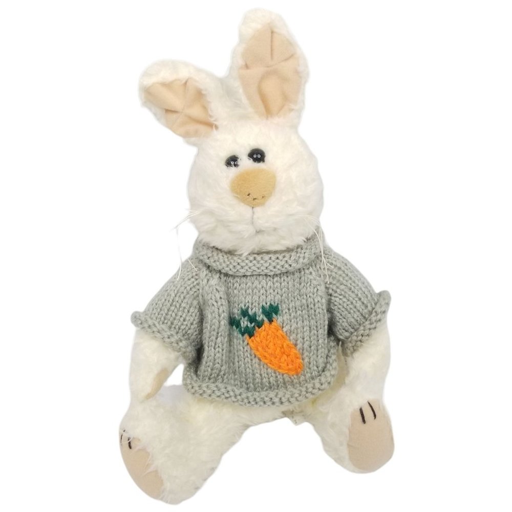 Vtg 96 Gibson Greetings Rabbit Bunny Plush Hand Knit Sweater Carrot Stuffed